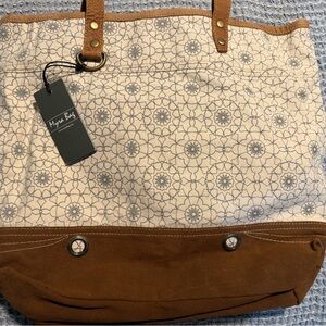 Myra Bag Floral Cream and Brown Tote NWT